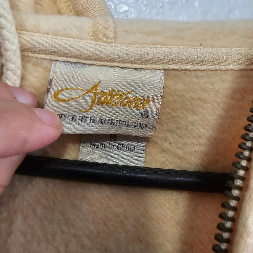 Artisans Wild Horse Graphic Full Zip Hoodie Tan Beige Mens Medium Equestrian - Picture 2 of 7